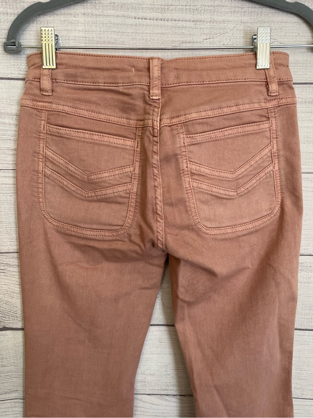 Free People | Retro Mauve Chevron Stitch Flare Bell Bottom Jeans - Picture 6 of 10